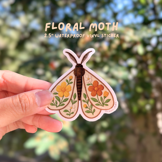 Floral Moth Sticker