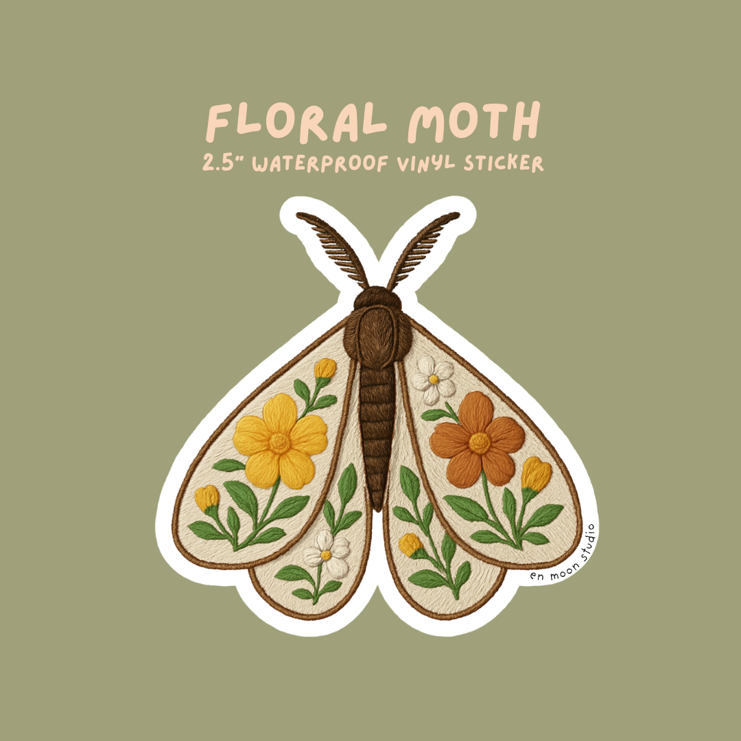 Floral Moth Sticker